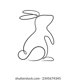 dibujo de una línea de estilo de caligrafía de conejo para Semana Santa, festival de mediados de otoño, logo, decorativo, etc. 