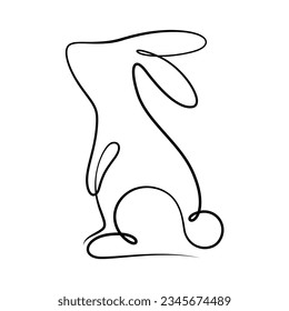 dibujo de una línea de estilo de caligrafía de conejo para Semana Santa, festival de mediados de otoño, logo, decorativo, etc. 