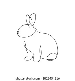 One line drawing rabbit . Pet shop  Logo design. Editable line. Bunny Hand drawn minimalism style vector illustration.