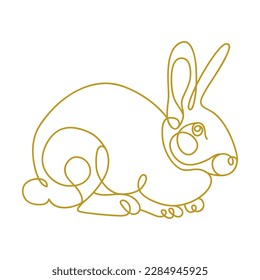 One line drawing Rabbits. Vector isolated illustration