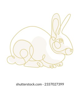 One line drawing Rabbits. Vector isolated illustration