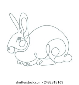 Una línea dibujando conejos. Ilustración aislada de Vector