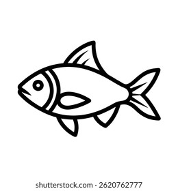 One Line Drawing of Realistic Fish
