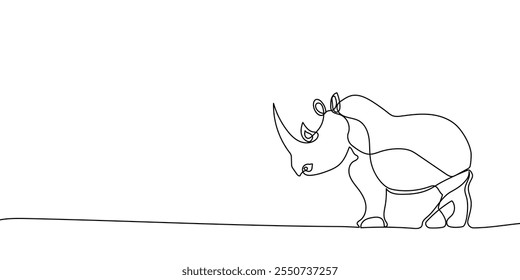 One line drawing of a rhinoceros. vector illustration