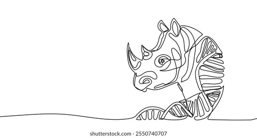 One line drawing of a rhinoceros. vector illustration