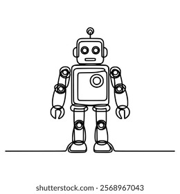 one line drawing robot toy vector illustration template design