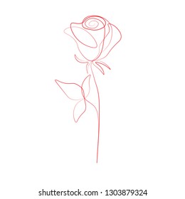One line drawing rose flower, vector illustration