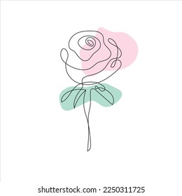 Dibujo de una línea de rosa flor en estilo moderno minimalista. Ilustración del vector