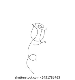 One line drawing rose flower in modern minimal style. Vector illustration	