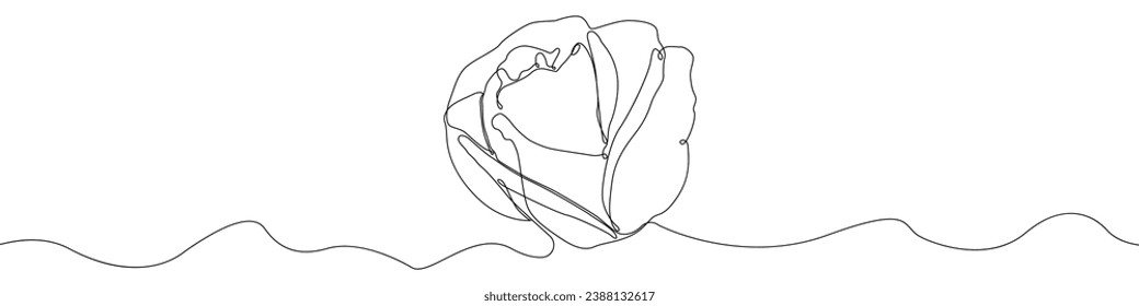 Vector Rose de dibujo de una línea. Icono lineal del vector de una sola línea de flor rosa. Diseño de la línea de contorno del logotipo Rose.Ilustración vectorial Rose.