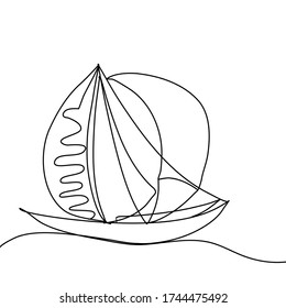One line drawing of sailboat vector