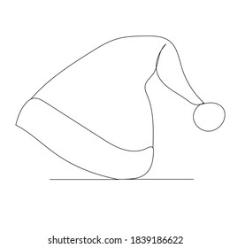 one line drawing santa hat