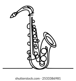 one line drawing saxophone vector illustration template design