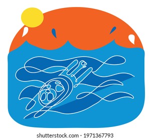 One line drawing of Sea Turtle
One continuous line drawing of swimming sea turtle.