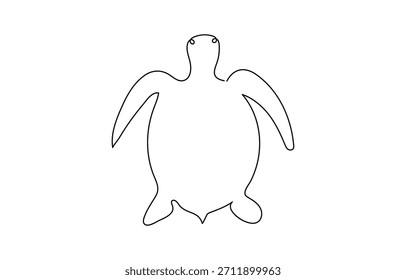 Dibujo de una línea de una tortuga marina nadando en el océano Ilustración de línea continua mínima