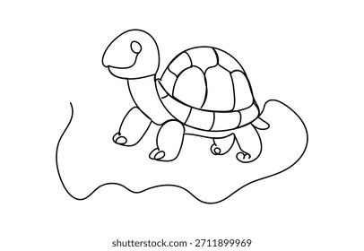 Dibujo de una línea de una tortuga marina nadando en el océano Ilustración de línea continua mínima