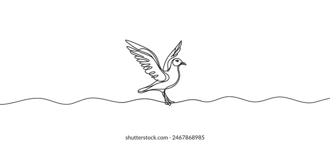 Dibujo de una gaviota. Vector de ilustración gráfica de dibujo de línea continua.