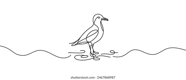 Dibujo de una gaviota. Vector de ilustración gráfica de dibujo de línea continua.