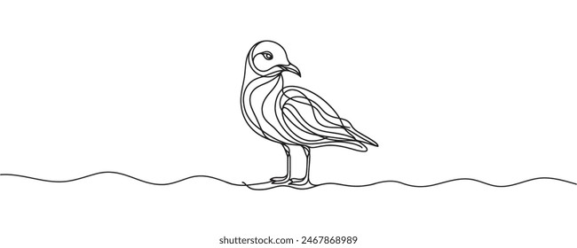 One line drawing of a seagull. Continuous line drawing graphic illustration vector.
