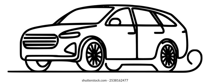 one line drawing sedan car automotive vehicle vector illustration template design