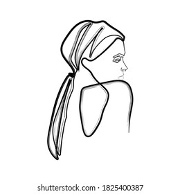 una línea, dibujo de rostros y peinados, concepto de moda, mujer belleza minimalista, ilustración vectorial 