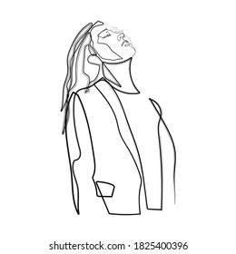 one line, drawing of set faces and hairstyle, fashion concept, woman beauty minimalist, vector illustration 