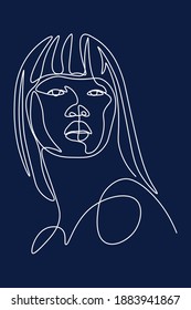 one line, drawing of set faces and hairstyle, fashion concept, woman beauty minimalist, vector illustration 