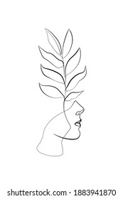 one line, drawing of set faces and hairstyle, fashion concept, woman beauty minimalist, vector illustration 