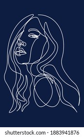 una línea, dibujo de rostros y peinados, concepto de moda, mujer belleza minimalista, ilustración vectorial 
