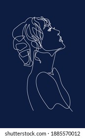 one line, drawing of set faces and hairstyle, fashion concept, woman beauty minimalist, vector illustration 