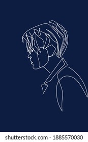 one line, drawing of set faces and hairstyle, fashion concept, woman beauty minimalist, vector illustration 