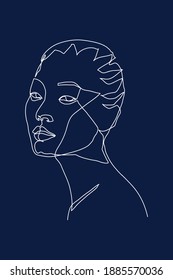 one line, drawing of set faces and hairstyle, fashion concept, woman beauty minimalist, vector illustration 