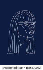 one line, drawing of set faces and hairstyle, fashion concept, woman beauty minimalist, vector illustration 