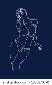 one line, drawing of set faces and hairstyle, fashion concept, woman beauty minimalist, vector illustration 