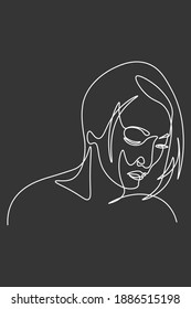 one line, drawing of set faces and hairstyle, fashion concept, woman beauty minimalist, vector illustration 