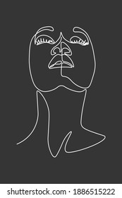 one line, drawing of set faces and hairstyle, fashion concept, woman beauty minimalist, vector illustration 