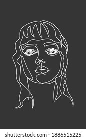 one line, drawing of set faces and hairstyle, fashion concept, woman beauty minimalist, vector illustration 