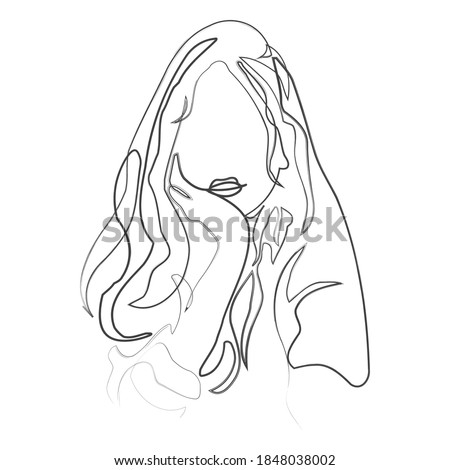 one line, drawing of set faces and hairstyle, fashion concept, woman beauty minimalist, vector illustration 