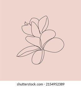 One Line Drawing Set Of Vector Tropical Flowers. Botanical Poster. Modern Single Line Art, Aesthetic Outline. Continuous Line Drawing Strelitzia, Plumeria, Heliconia Palm Tree And Monstera