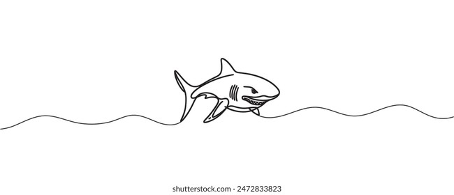 One line drawing of a shark. Graphic vector illustration of shark continuous line drawing