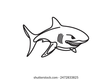 One line drawing of a shark. Graphic vector illustration of shark continuous line drawing