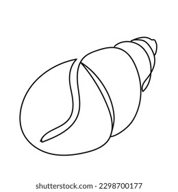 One line drawing of a shell. Hand drawn outline marine illustration of seashell.