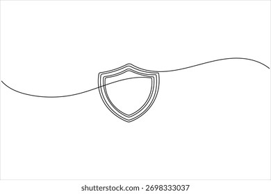 One line drawing of shield symbol representing privacy and cybersecurity protection