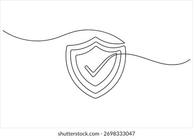 Desenho de uma linha do símbolo de escudo que representa a proteção da privacidade e da cibersegurança