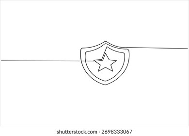 Dibujo de una línea del símbolo del escudo que representa la privacidad y la protección de la ciberseguridad
