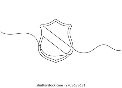 Desenho de uma linha do símbolo de escudo para proteção da privacidade e projeto de segurança cibernética