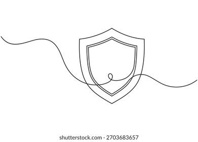 One line drawing of shield symbol for privacy guard and cybersecurity design