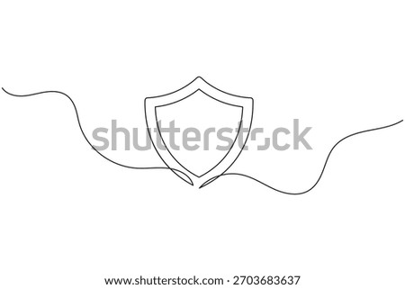 One line drawing of shield symbol for privacy guard and cybersecurity design