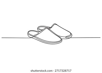 Dibujo de una línea de ilustración de zapatillas simples
