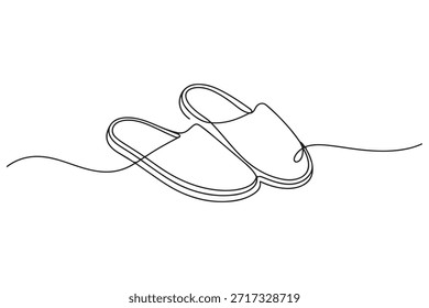 Dibujo de una línea de ilustración de zapatillas simples
